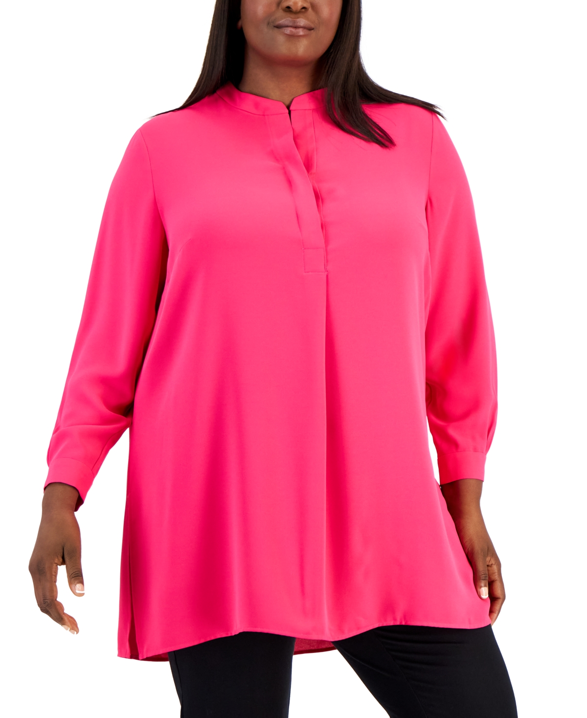 Anne Klein Plus Size Longer Length Nehru Tunic Smart Closet