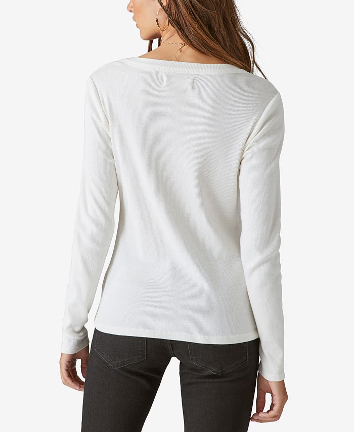 Lucky Brand Ribbed Snap Henley & Reviews Tops Women Macy's