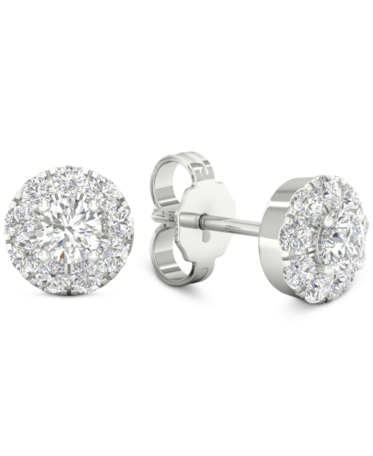 Forever Grown Diamonds Lab-Created Diamond Halo Cluster Stud Earrings (1/2 ct. t.w.) in Sterling Silver