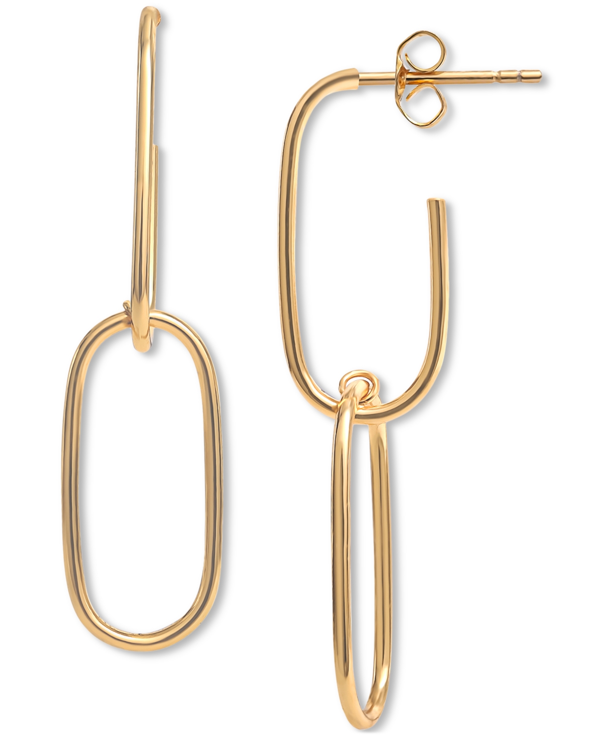 Giani Bernini Double Link Wire Drop Earrings, Created For Macy's In Gold Over Silver