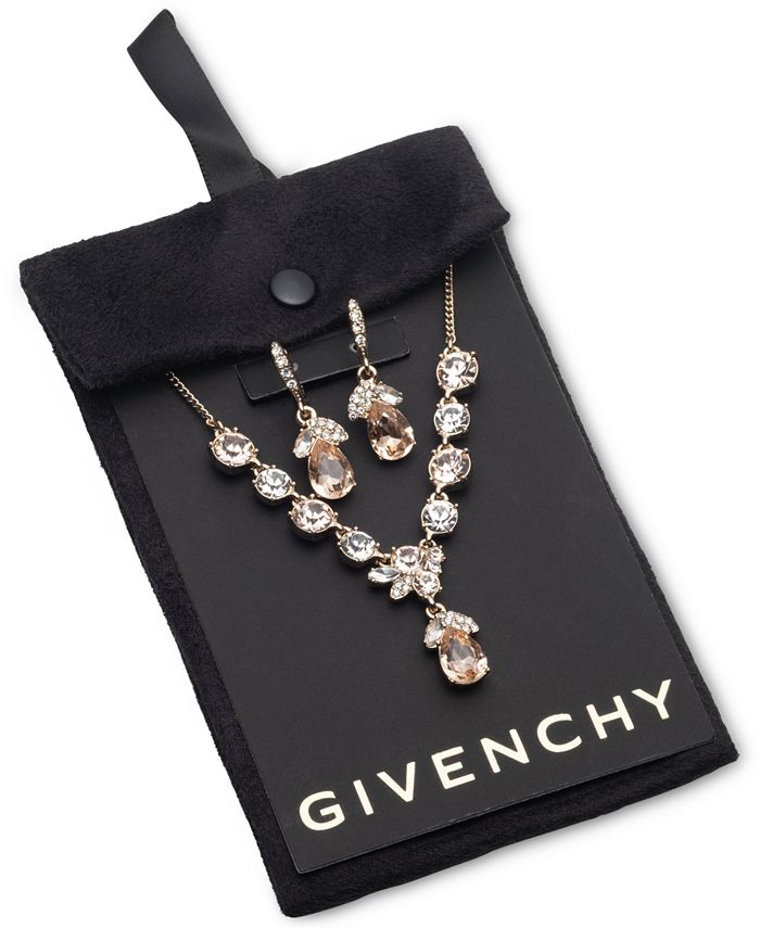 Givenchy Gold Tone 2 Pc. Set Pink Stone Crystal Fancy Statement