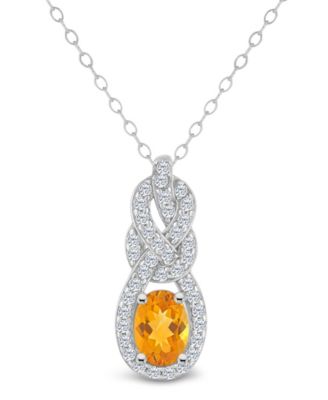 Topaz (3/8 ct. t.w.) Halo Pendant Necklace in Sterling Silver