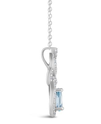 Topaz (3/8 ct. t.w.) Halo Pendant Necklace in Sterling Silver
