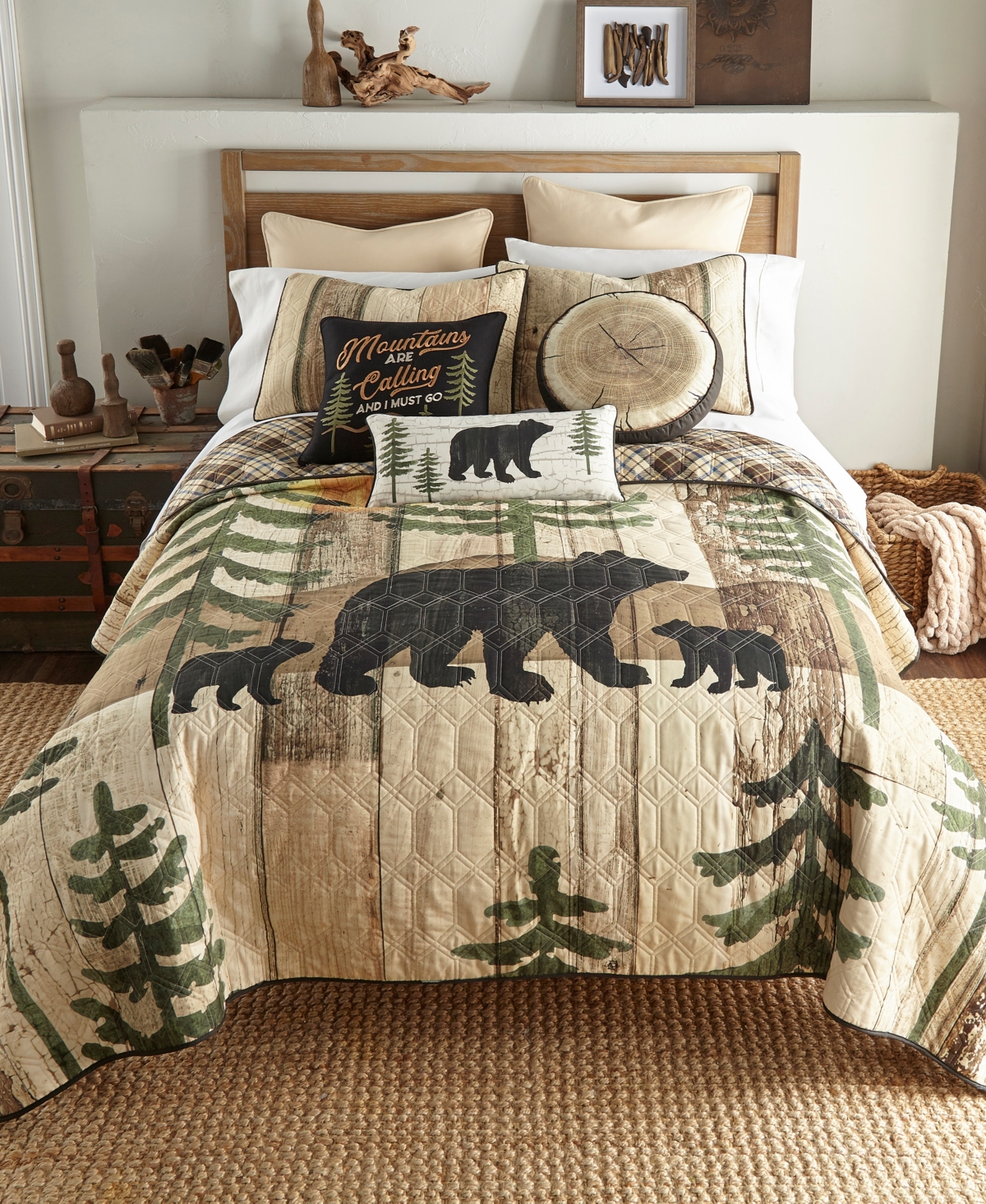 Donna Sharp Painted Bear Mountain Decorative Pillow, 18" x 18"
