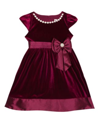 Rare Editions Toddler Girls Velvet Fit Flare Dress with Taffeta Bow ...