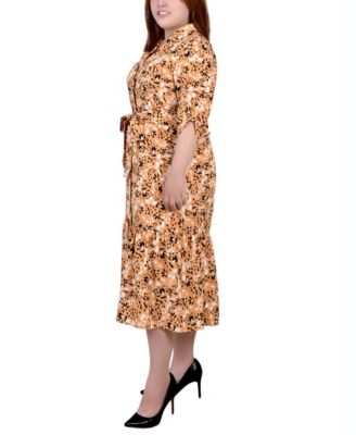 Plus Size Tiered Dress with Belt