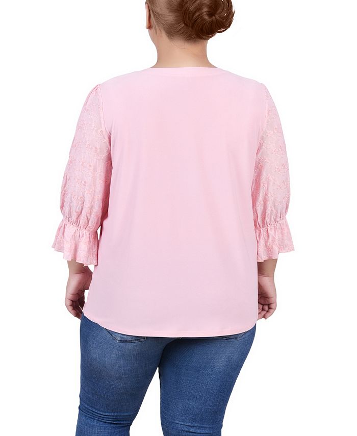 NY Collection Plus Size Cropped Long Sleeve Crepe Jacket