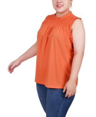 Plus Size Sleeveless Yoke Top with Ruffles
