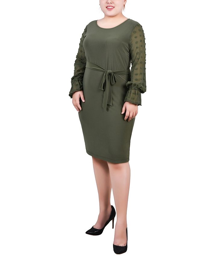 NY Collection Plus Size Long ChiffonSleeve Knit Dress Macy's