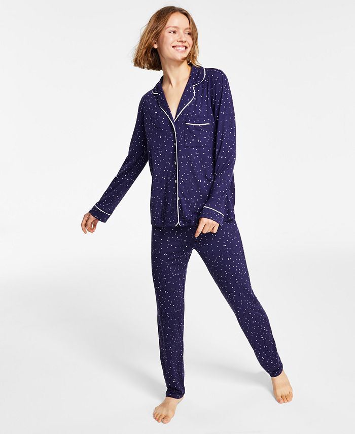 Alfani Women's Ultra-Soft Printed Packaged Pajama Set, Created for Macy ...