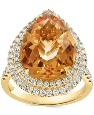 EFFY Collection - Citrine (7-3/8 ct. t.w.) & Diamond (3/4 ct. t.w.) Ring in 14k Yellow Gold
