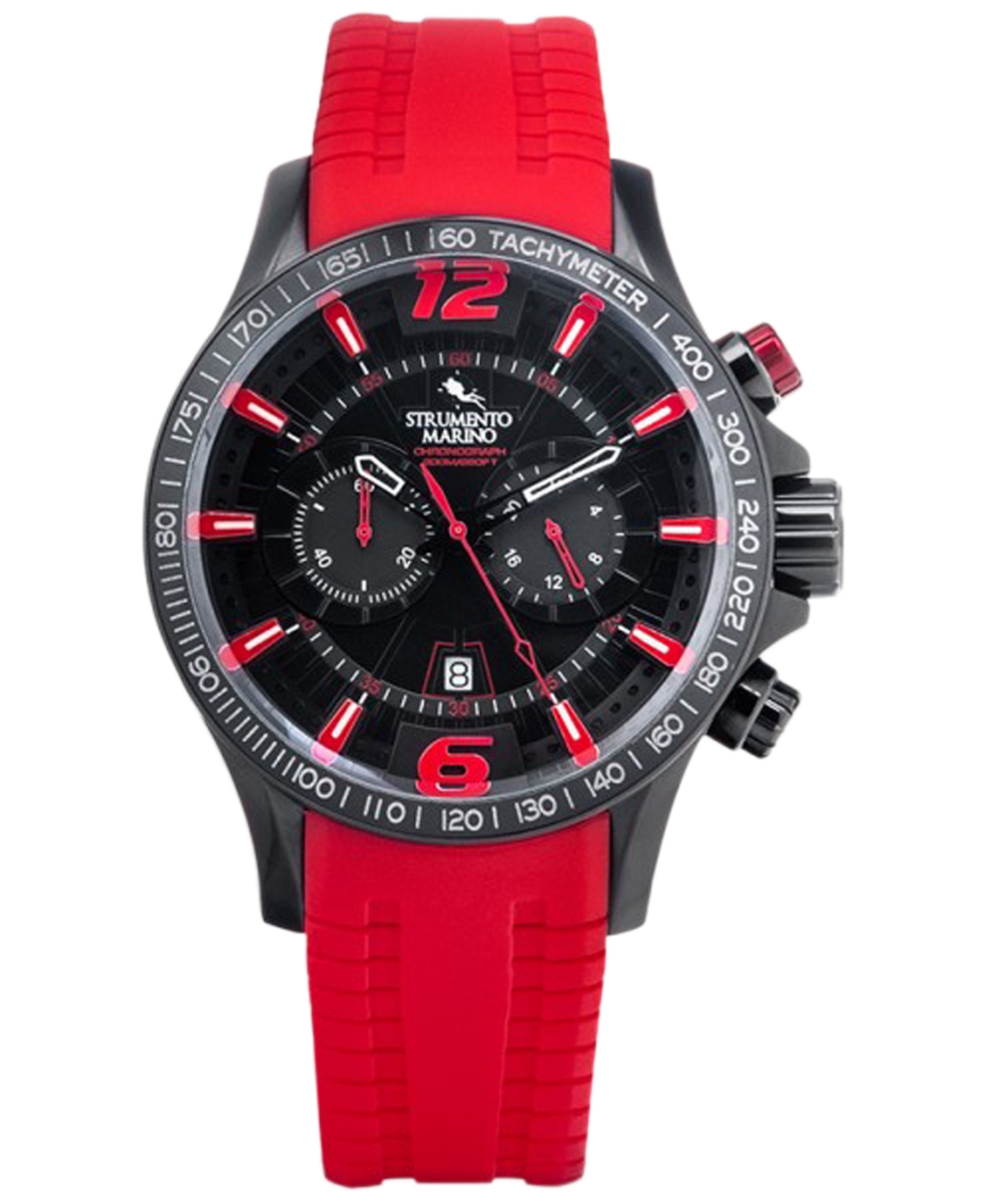 Shop Strumento Marino Men's Chronograph Hurricane Red Silicone Strap Watch 46mm In Red Black
