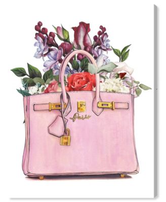 Floral Fashion Purse Giclee Print on Gallery Wrap Canvas Art, 10" L x 15" H