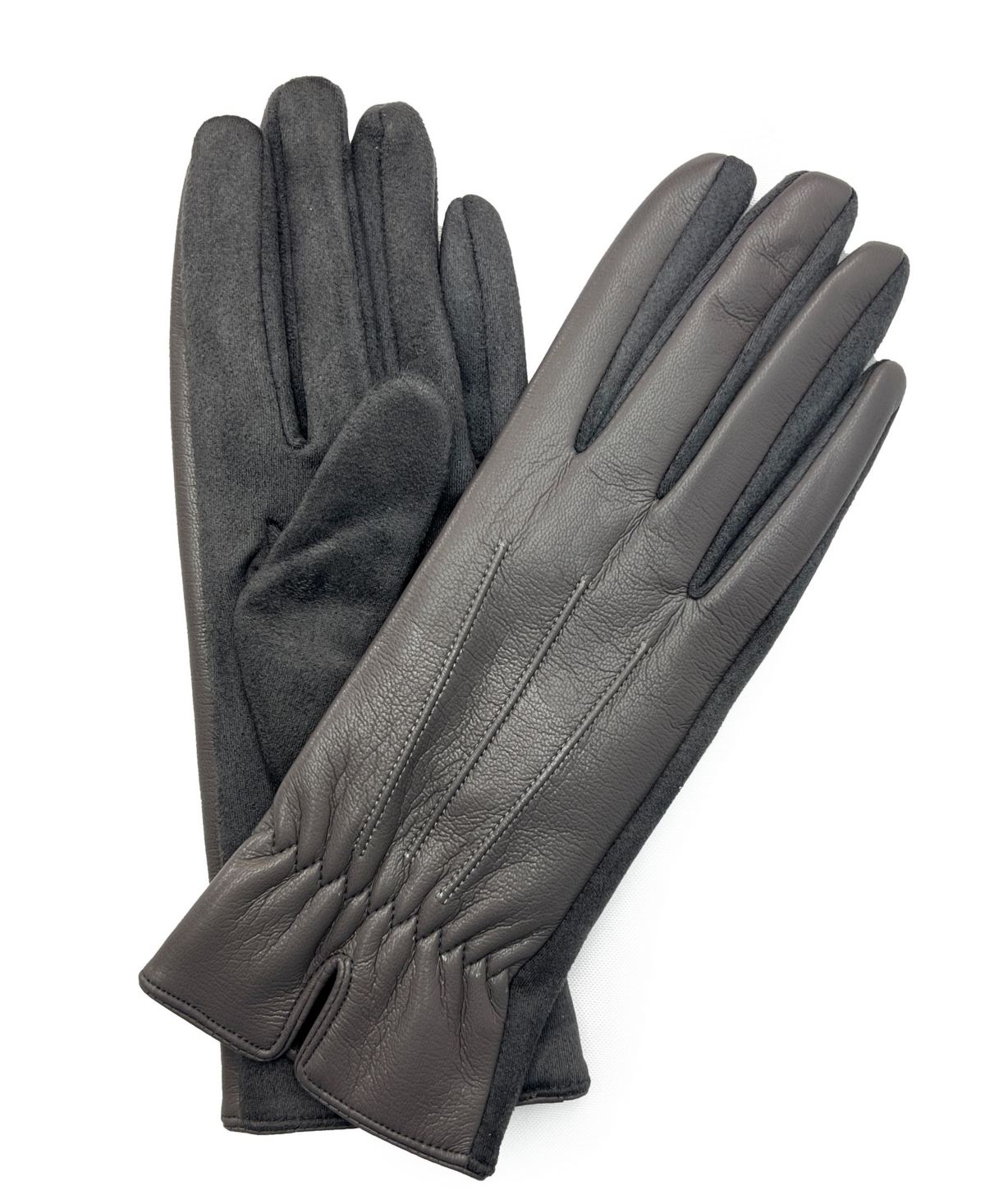 Marcus Adler Women's Cinched Wrist Faux Leather Touchscreen Glove In Gray