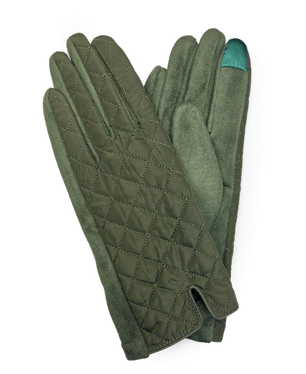 Marcus Adler Women's Quilted Faux Suede Touchscreen Glove In Olive