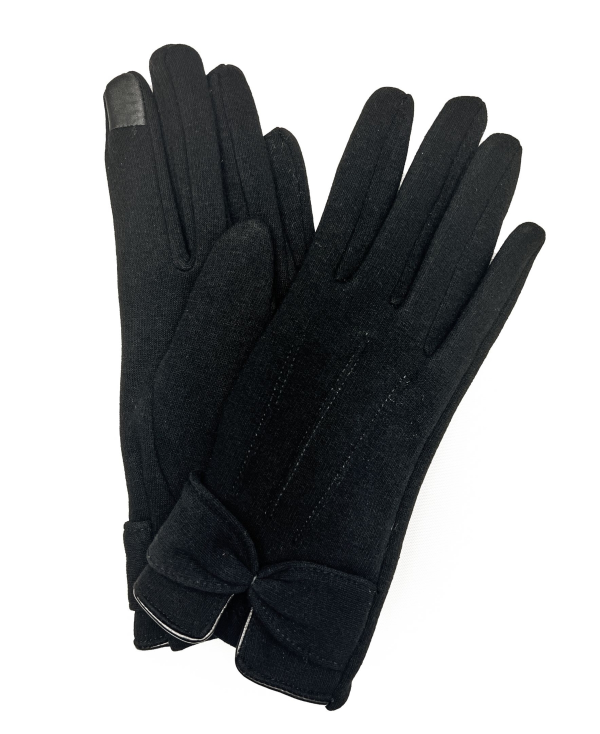Marcus Adler Women's Bow Jersey Touchscreen Glove With Fleece Lining In Black