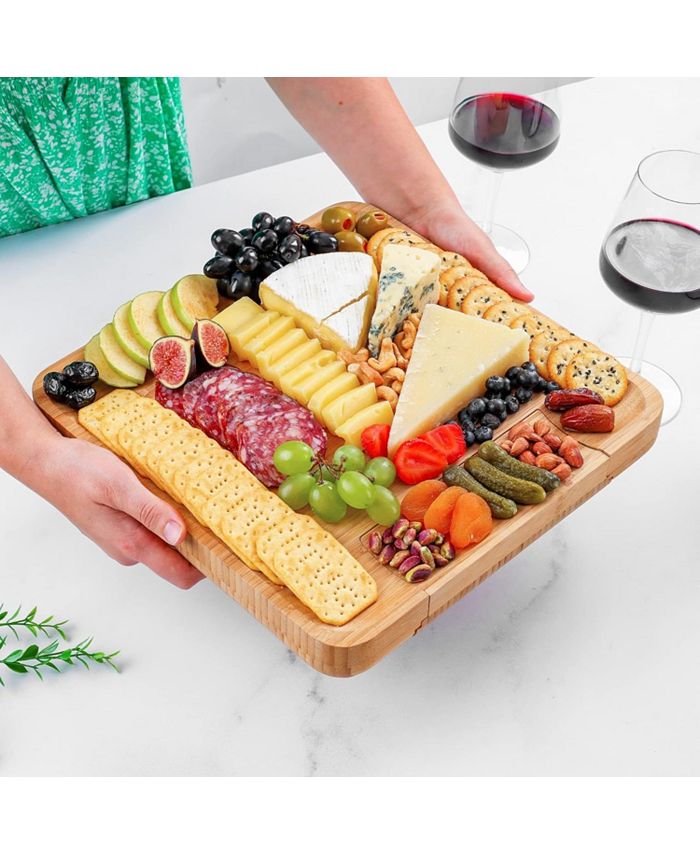 Zulay Kitchen Bamboo Cheese Board and Knife Set Macy's