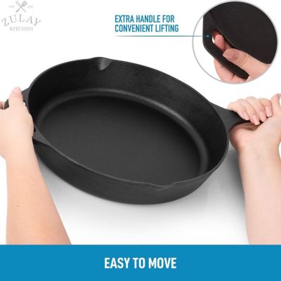 cast iron 12 InchHeavy Duty Pre-Seasoned Pan - Grill, Stovetop, Induction, Oven & Campfire Safe