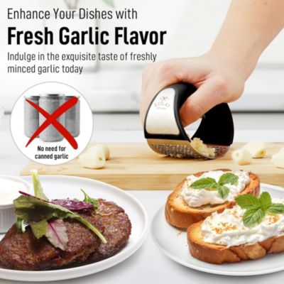 Stainless Steel Garlic Press Rocker with Peeler and Scraper