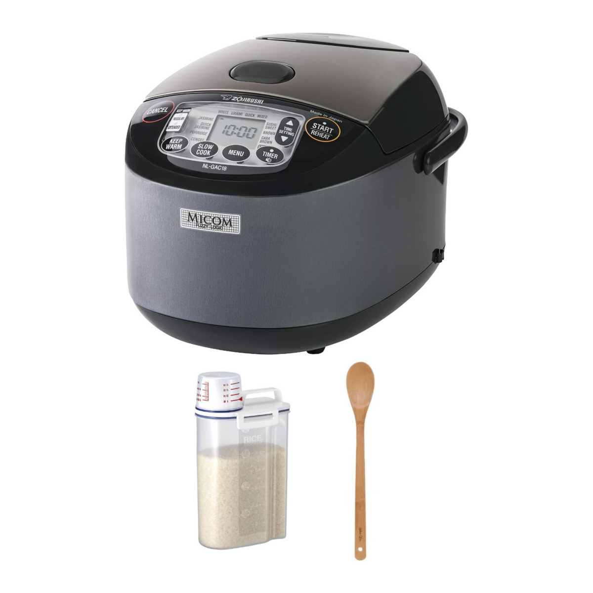 Umami Micom Rice Cooker With Rice Cooker Recipe Book And Bamboo Spoon - Black