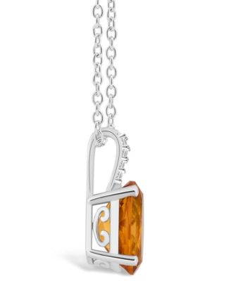 Women's Citrine (2-1/2 ct.t.w.) and Diamond Accent Pendant Necklace in Sterling Silver