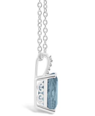 Women's Sky Blue Topaz (4-1/4 ct.t.w.) and Diamond Accent Pendant Necklace in Sterling Silver