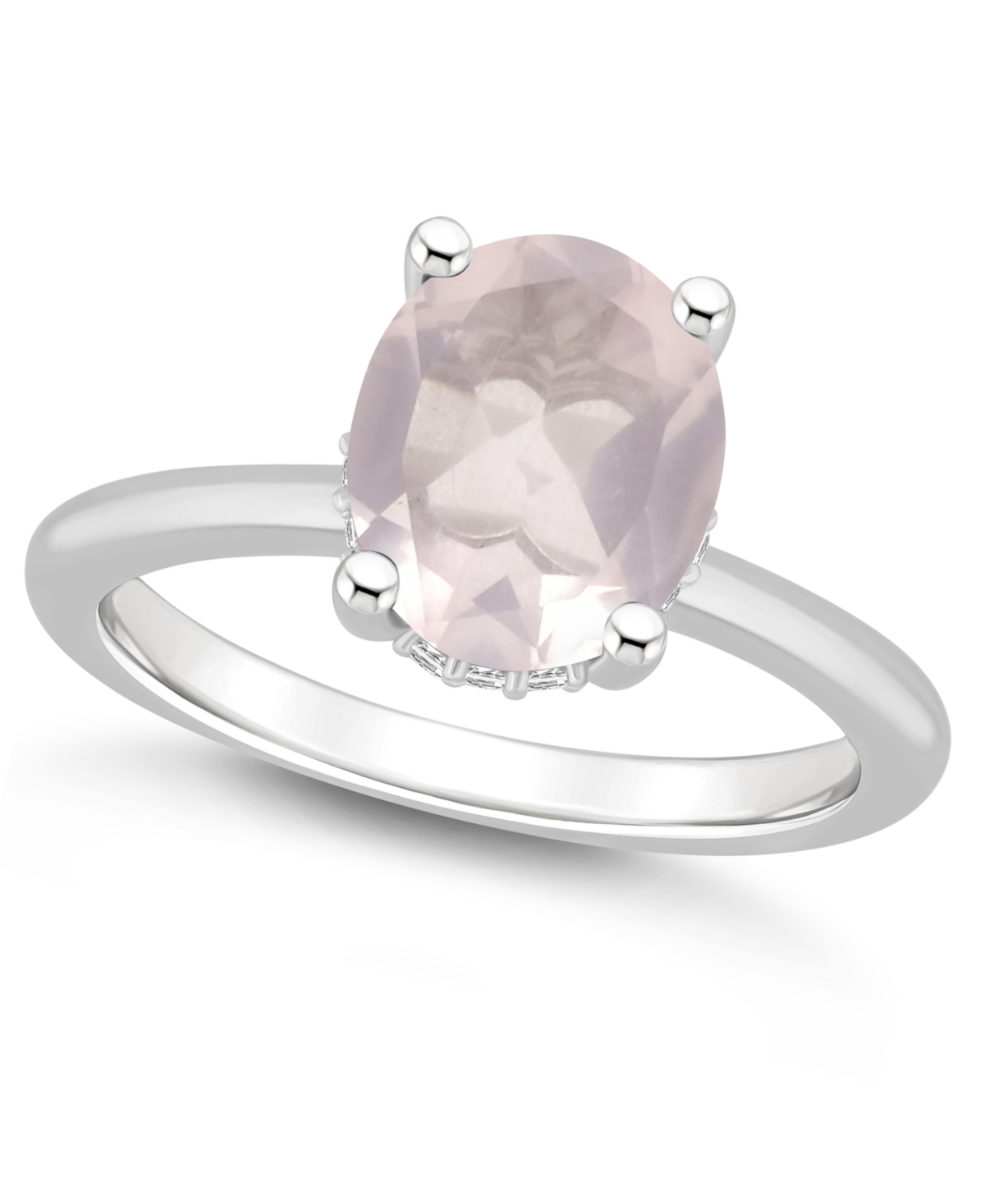 Macy's Women's Rose Quartz (2-1/2 Ct.t.w.) And Diamond Accent Ring In Sterling Silver