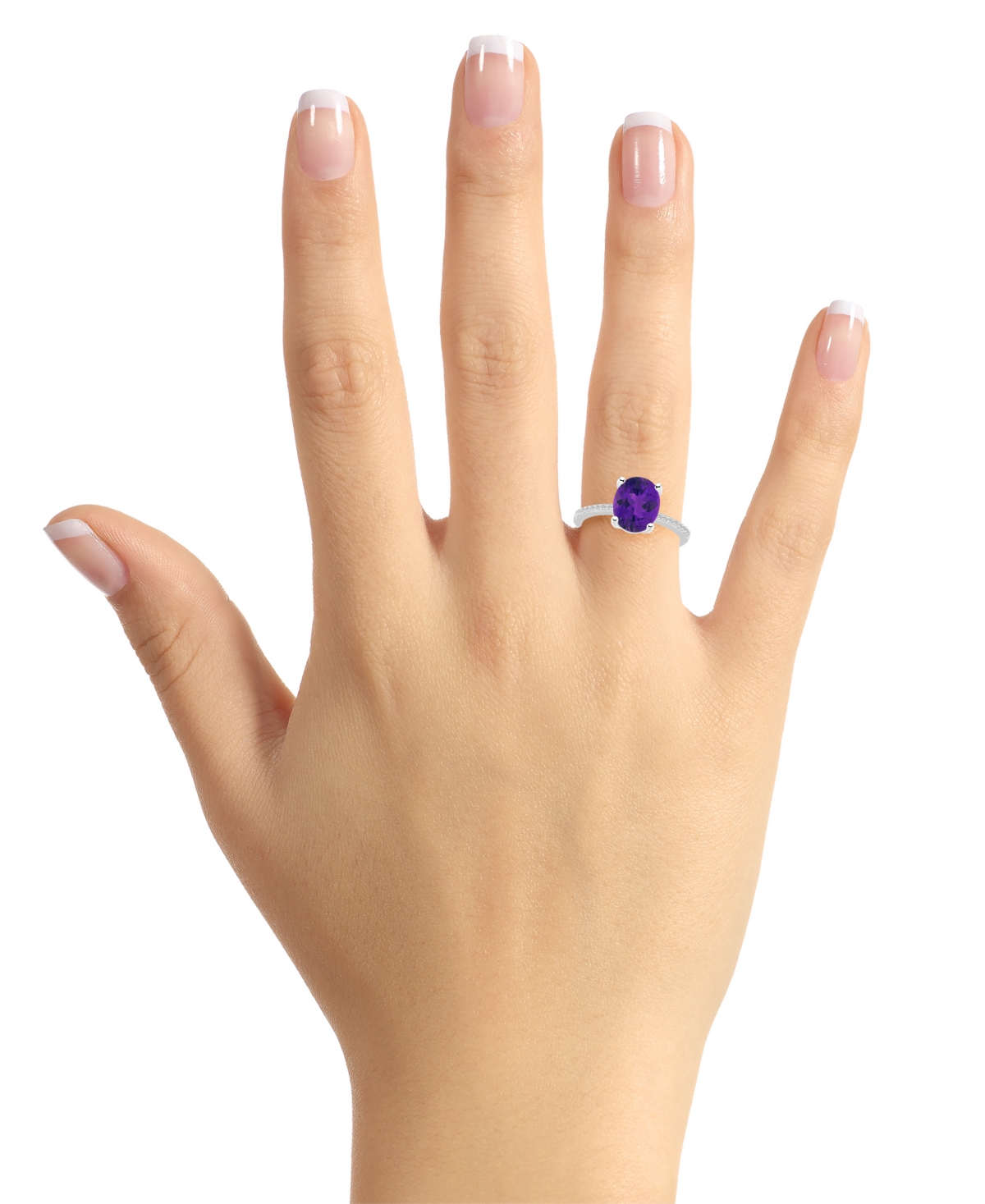 Macy's Women's(2-1/2 ct.t.w.) and Diamond (1/10 ct.t.w.) Ring in Sterling Silver - Amethyst