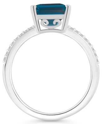 Women's London Blue Topaz (4-1/4 ct.t.w.) and Diamond (1/10 ct.t.w.) Ring in Sterling Silver