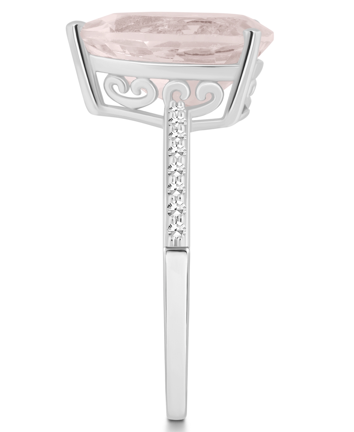 Macy's Women's(2-3/4 ct.t.w.) and Diamond (1/10 ct.t.w.) Ring in Sterling Silver - Rose Quartz