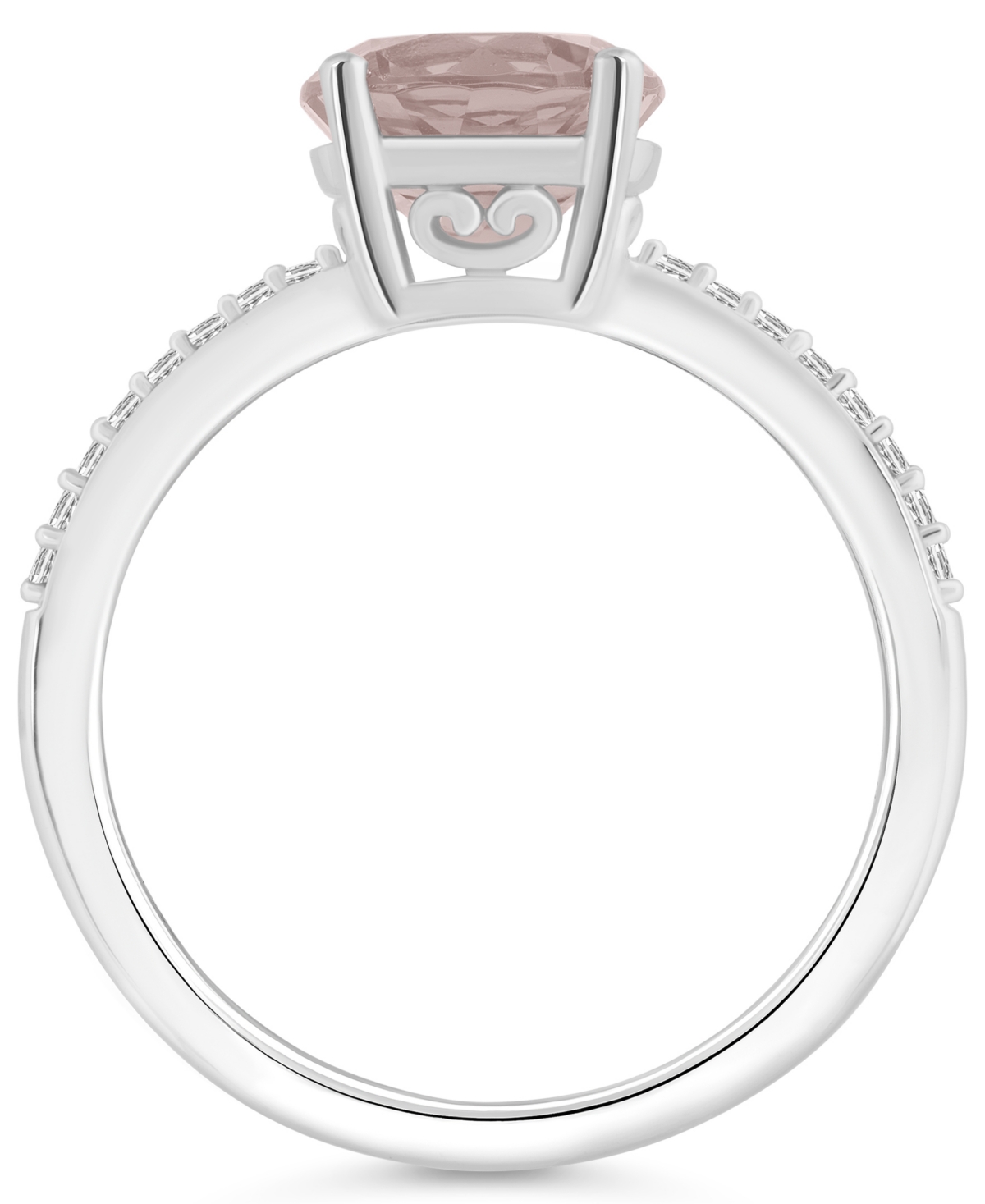 Macy's Women's(1-3/4 ct.t.w.) and Diamond (1/10 ct.t.w.) Ring in Sterling Silver - Rose Quartz