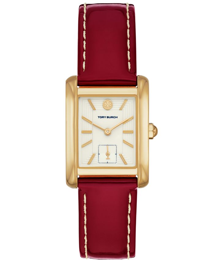 Tory Burch Women's The Eleanor Red Leather Strap Watch 25mm & Reviews - All  Watches - Jewelry & Watches - Macy's