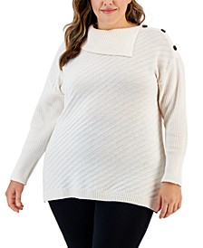 Plus Size Envelope-Neck Tunic Sweater, Created for Macy's