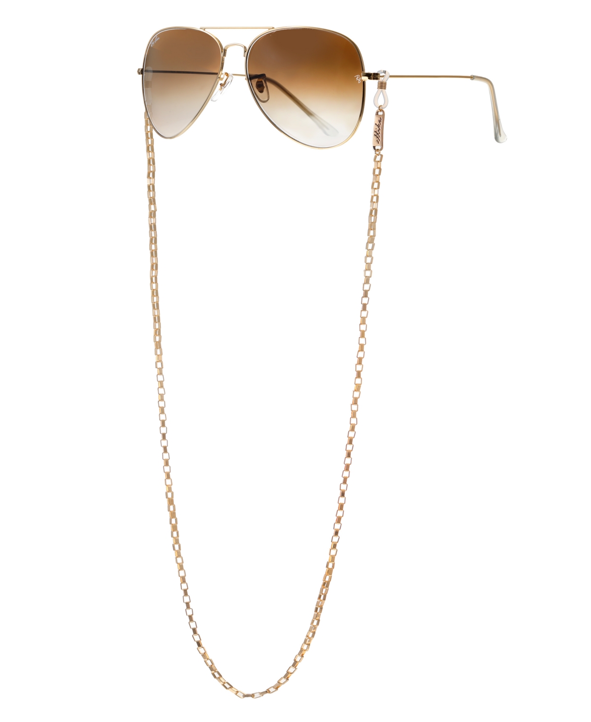 Women's 18k Gold Plated Golden Rays Rectangle Glasses Chain Necklace - Gold-Plated