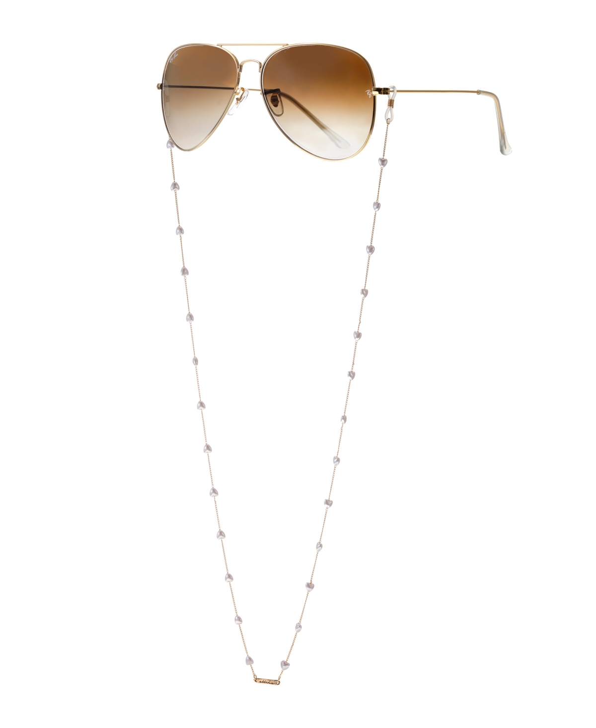 Women's 18k Gold Plated Imitation Pearl Lovers Glasses Chain - Gold-Plated