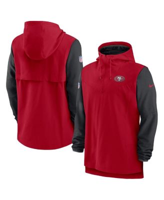 Nike Men's Scarlet and Black San Francisco 49ers Sideline Player  Quarter-Zip Hoodie Jacket - Macy's