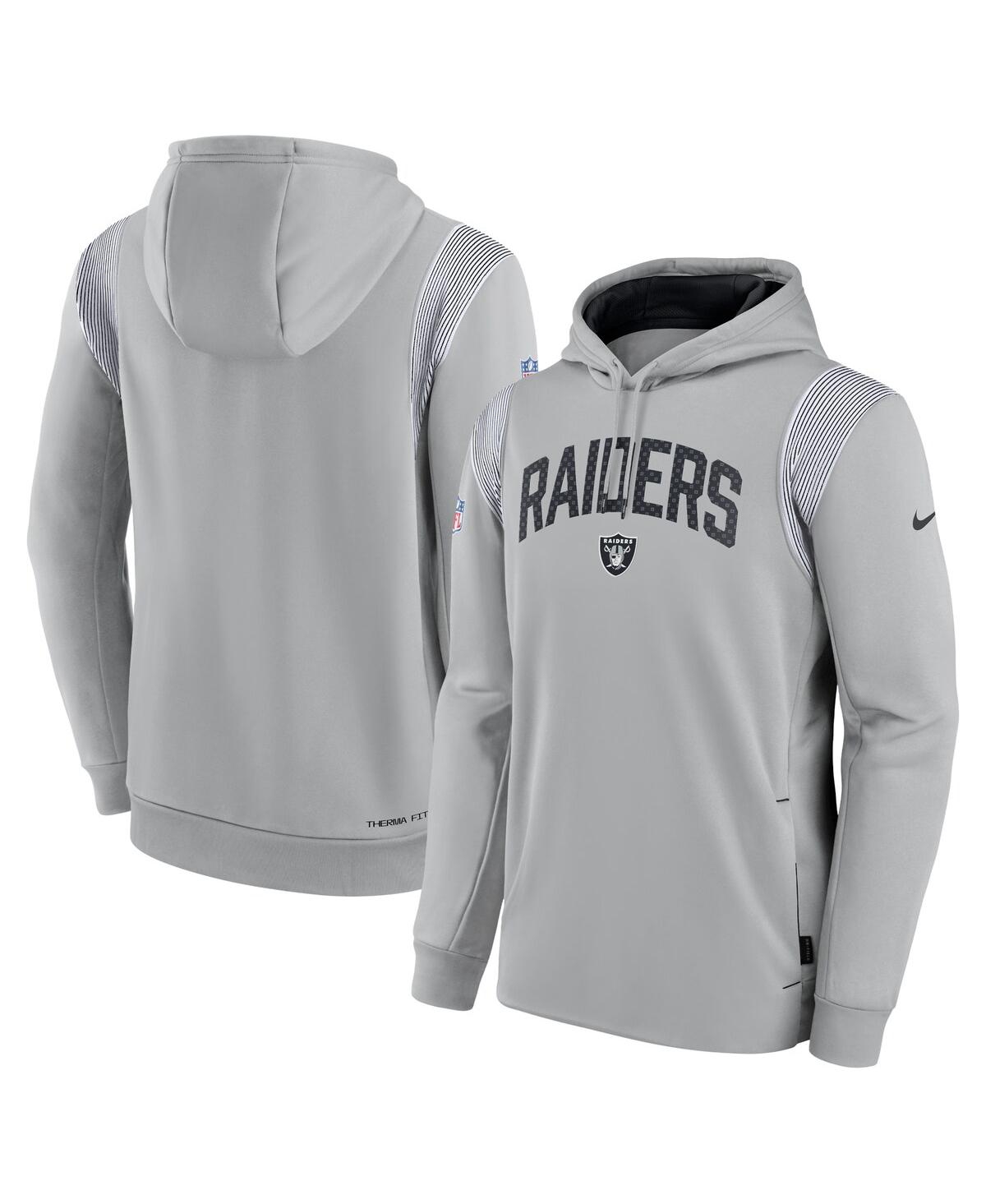 Men's NikeLas Vegas Raiders Sideline Athletic Stack Performance Pullover Hoodie - Silver