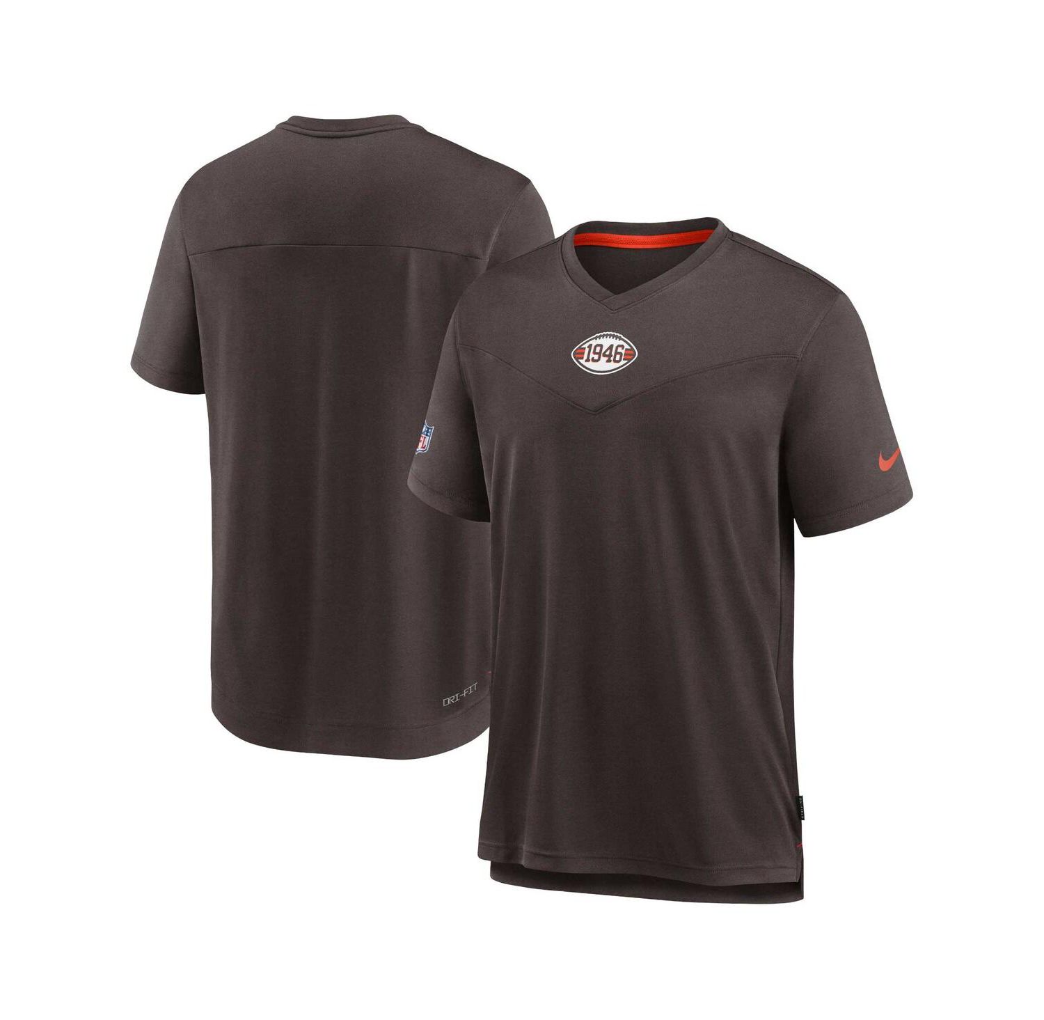 Men's Brown Cleveland Browns Sideline Coaches Vintage-like Chevron Performance V-Neck T-Shirt