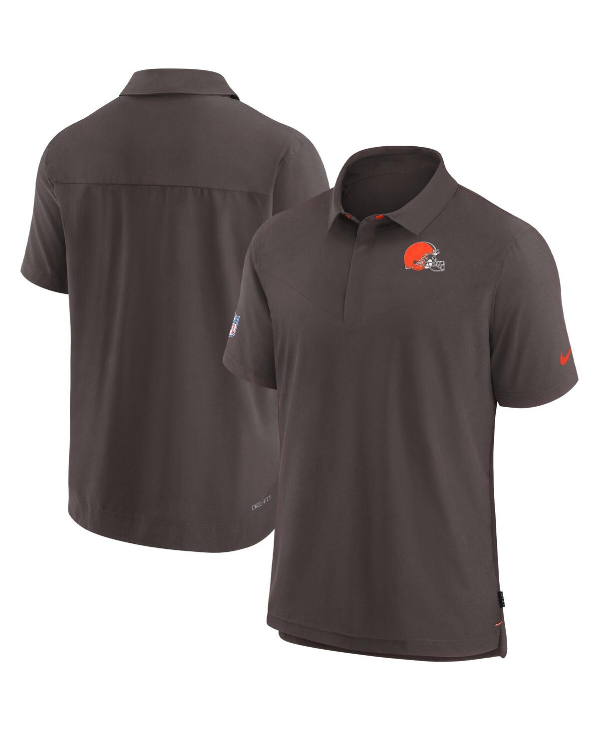 Nike Men's  Brown Cleveland Browns Sideline Lockup Performance Polo Shirt