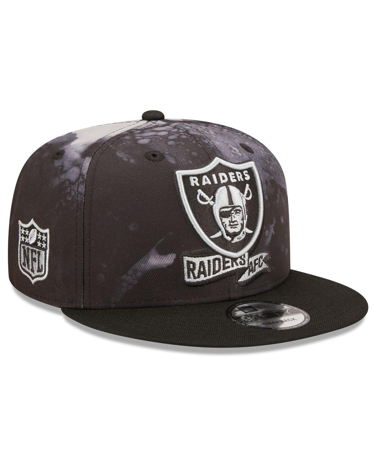 Shop New Era Men's  Black Las Vegas Raiders Ink Dye 2022 Sideline 9fifty Snapback Hat