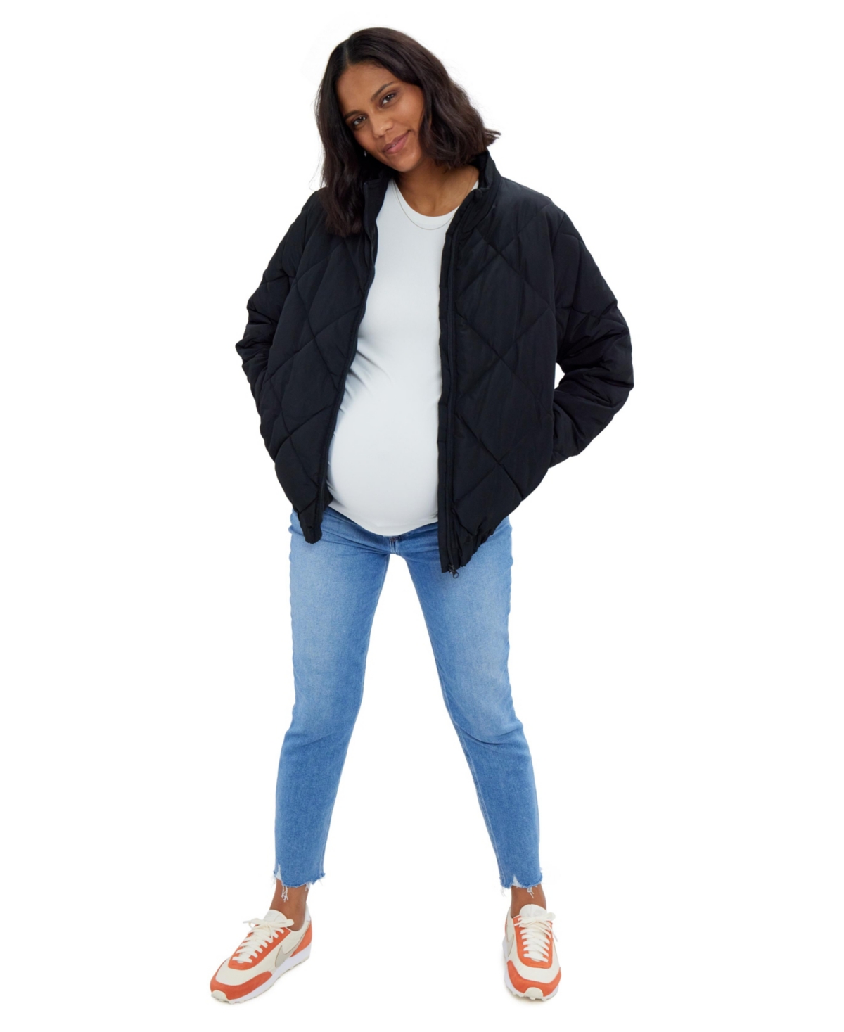 Ingrid + Isabel Women's Maternity Grow With You Puffer Jacket - Black