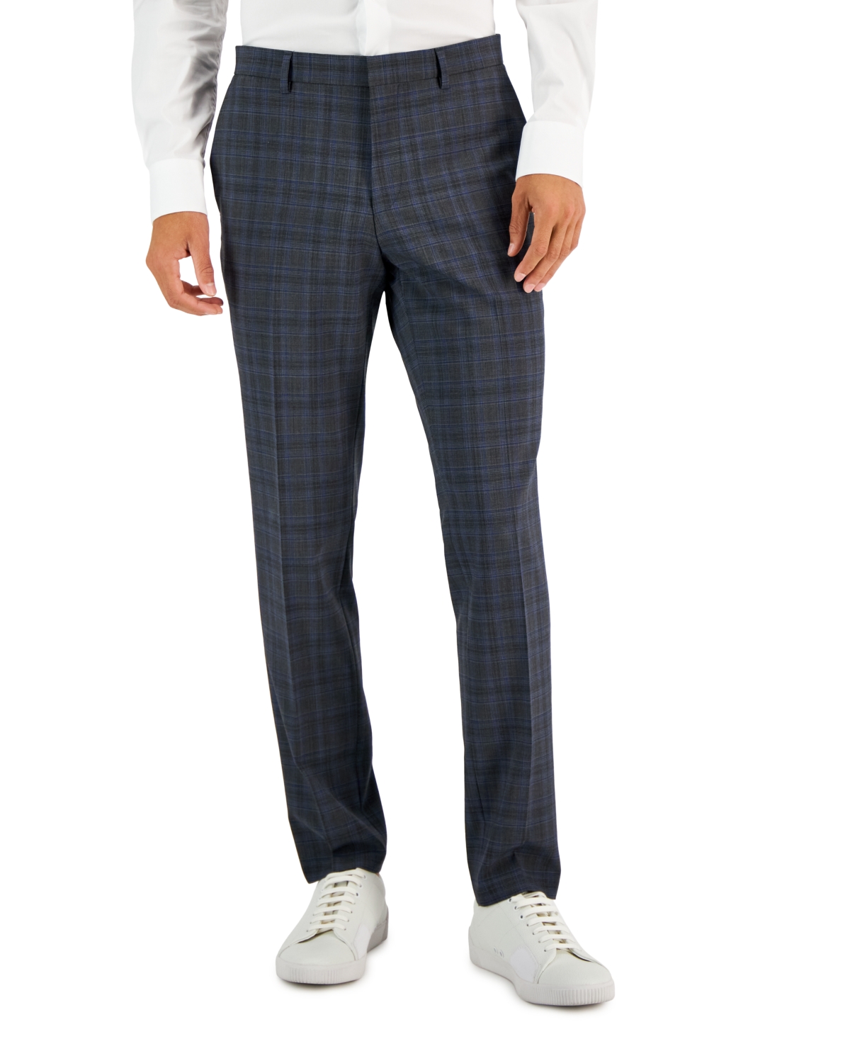 Hugo Boss Hesten Textured Solid Extra Slim Fit Suit Pants In Dark Grey