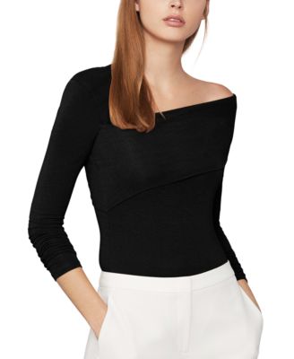 BCBGMAXAZRIA - Asymmetrical Off-the-Shoulder Solid Bodysuit