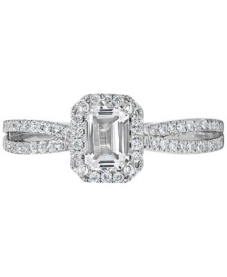 Certified Diamond Emerald-Cut Engagement Ring (7/8 ct. t.w.) in 14k White Gold featuring diamonds with the De Beers Code of Origin, Created for Macy's