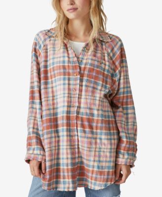 Lucky Brand - Women's Plaid Button-Down Long-Sleeve Tunic Shirt