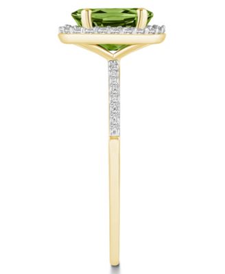 Peridot (1-1/3 ct. t.w.) and Lab-Grown Sapphire (1/5 ct. t.w.) Halo Ring in 10K Yellow Gold
