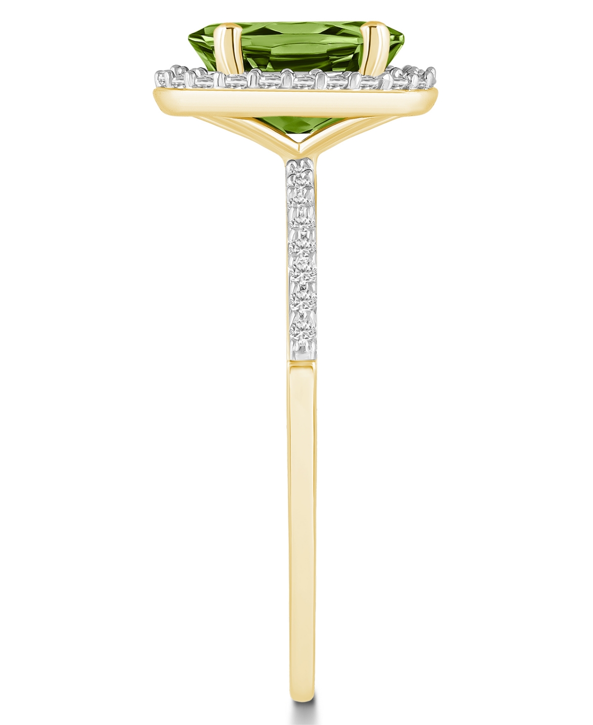 Macy's(1-1/3 ct. t.w.) and Lab-Grown Sapphire (1/5 ct. t.w.) Halo Ring in 10K Yellow Gold - Peridot