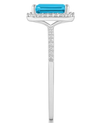 Blue Topaz (2 ct. t.w.) and Lab-Grown Sapphire (1/4 ct. t.w.) Halo Ring in 10K White Gold