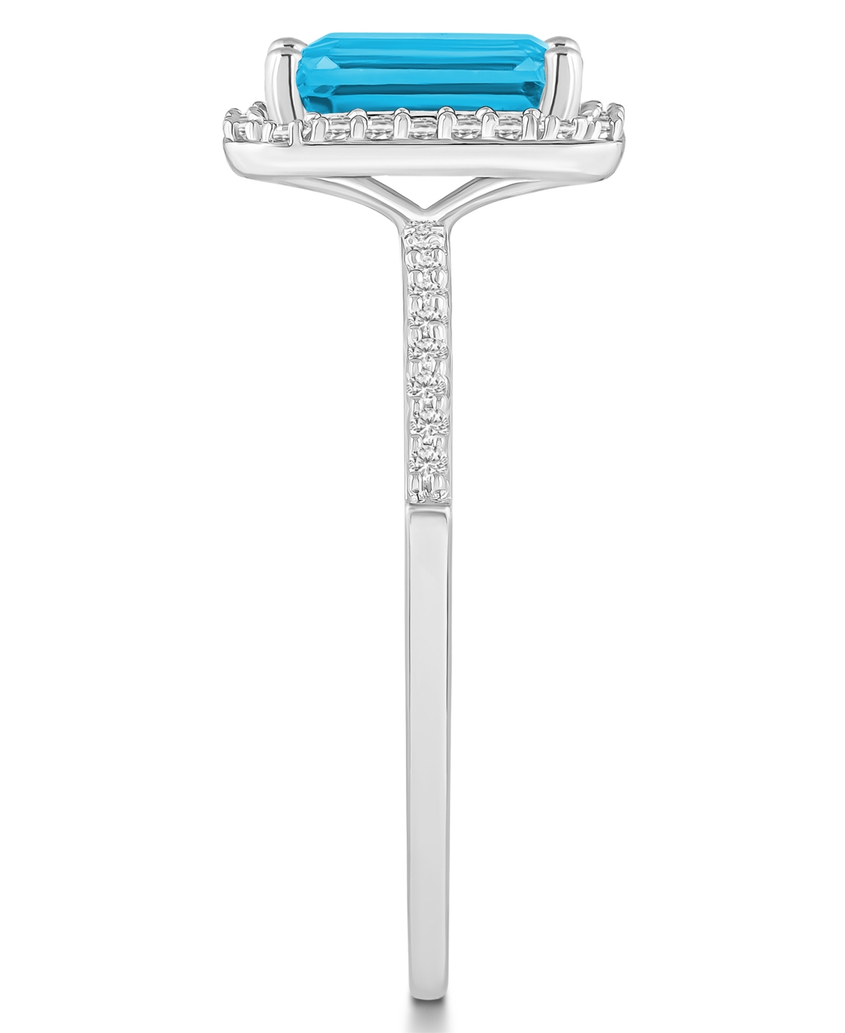(2 ct. t.w.) and Lab-Grown Sapphire (1/4 ct. t.w.) Halo Ring in 10K White Gold - Blue Topaz