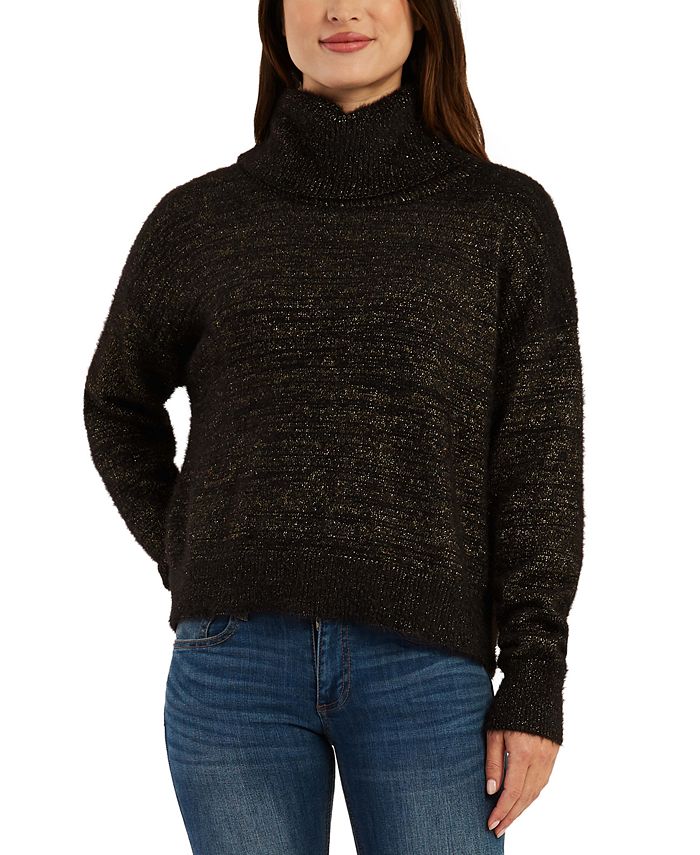BCX Juniors' Gold Lurex Turtleneck Sweater - Macy's